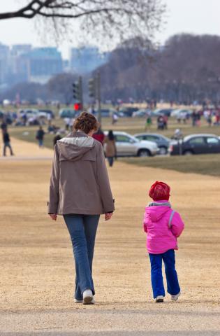 mom and child on mall image
