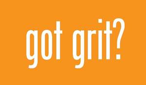 Orange sign with white letters reading "got grit?"